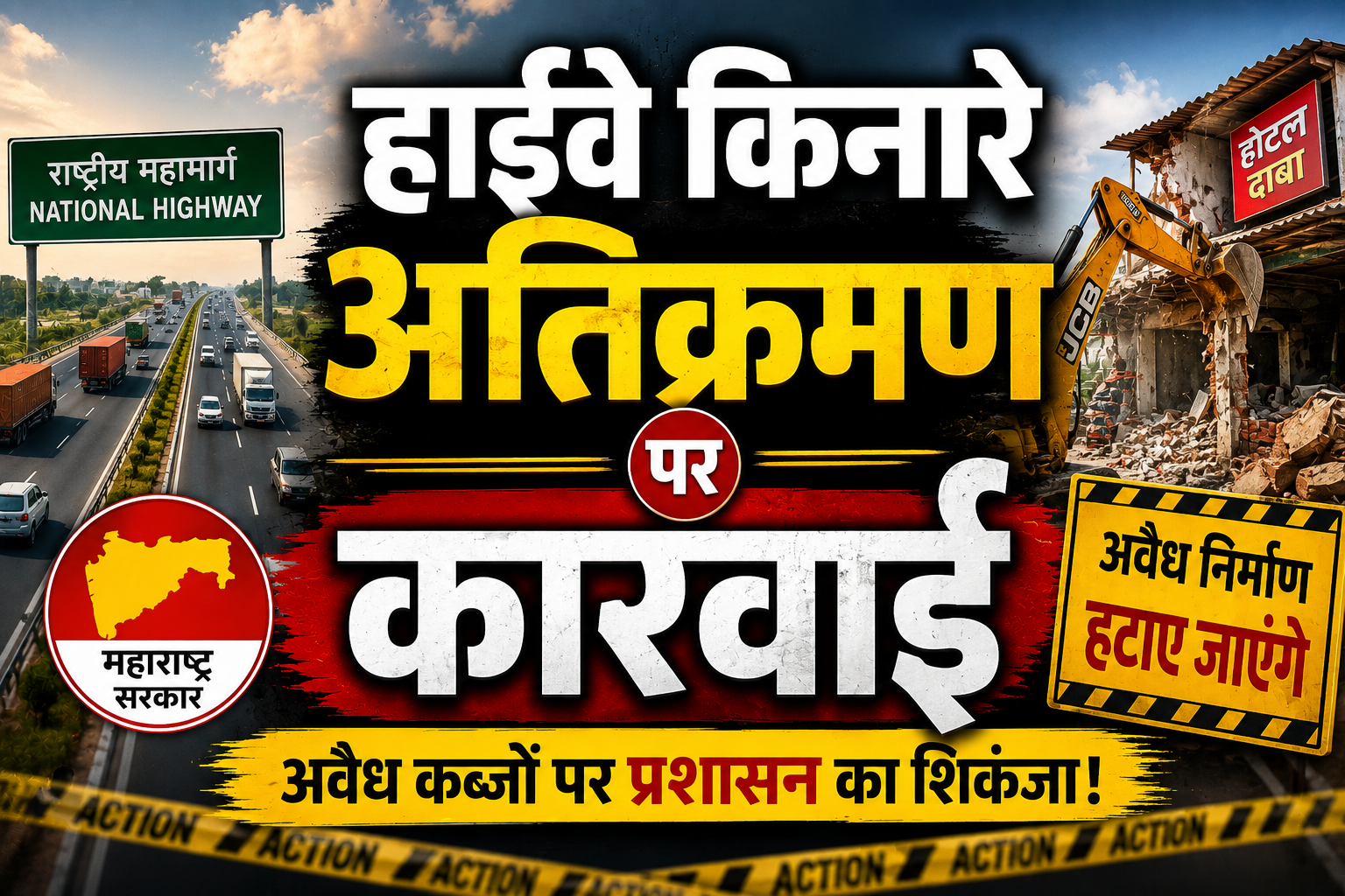 महामार्गालगतच्या अतिक्रमणांवर मोठी कारवाई; महाराष्ट्र सरकारचे 60 दिवसांत हटवण्याचे आदेश