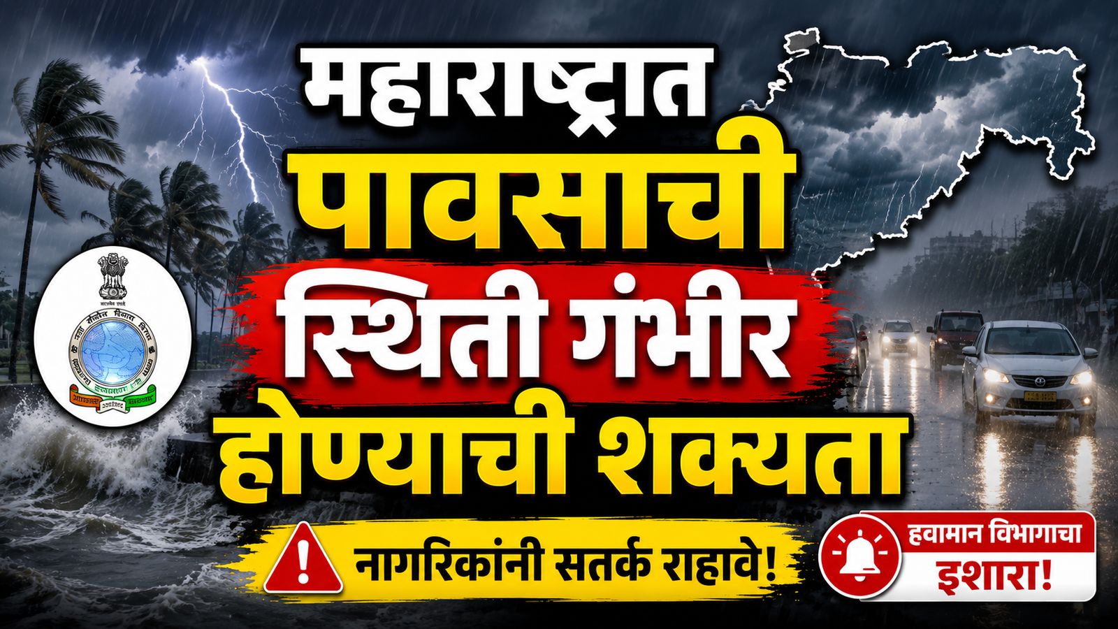 महाराष्ट्रात पावसाचा जोर वाढण्याची शक्यता; नागरिकांना सतर्कतेचा इशारा