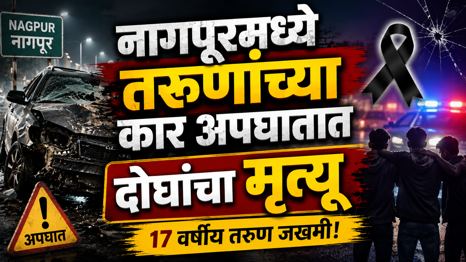 नागपूरमध्ये तरुणांच्या कार अपघातात दोघांचा मृत्यू