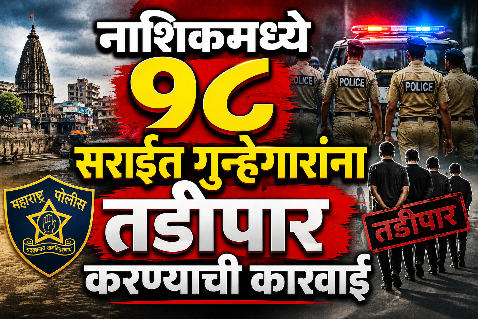 नाशिकमध्ये ९८ सराईत गुन्हेगारांना तडीपार करण्याची कारवाई; पोलिसांचा मोठा दणका