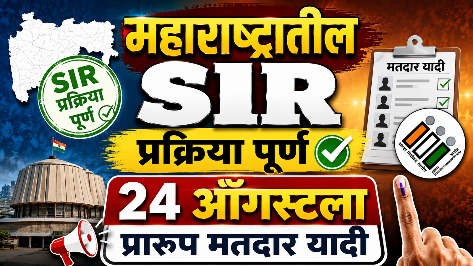 महाराष्ट्रातील SIR प्रक्रिया पूर्ण; 24 ऑगस्टला प्रारूप मतदार यादी जाहीर होणार