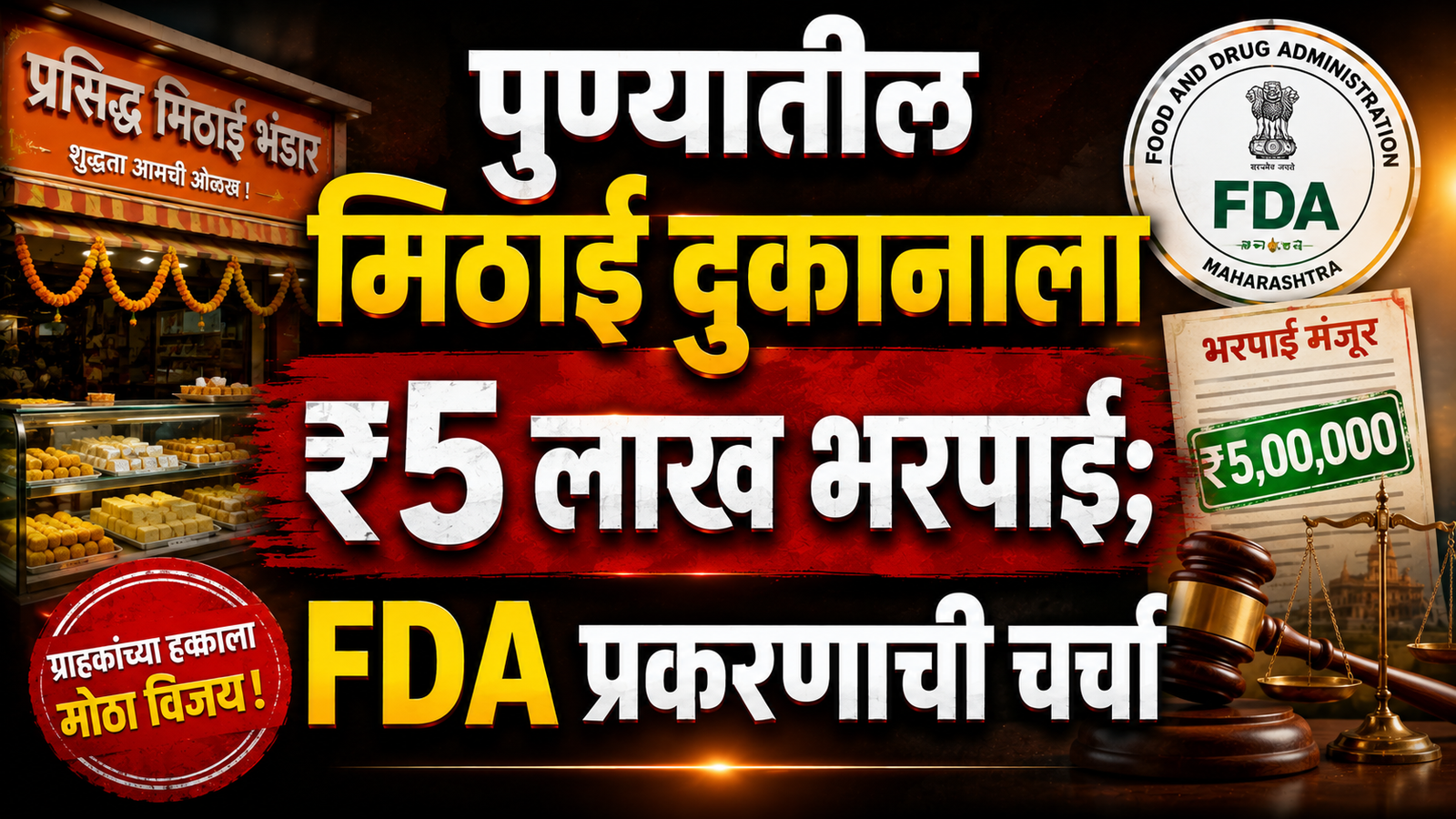 पुण्यातील मिठाई दुकानाला ₹5 लाख भरपाई; FDA प्रकरणाची चर्चा