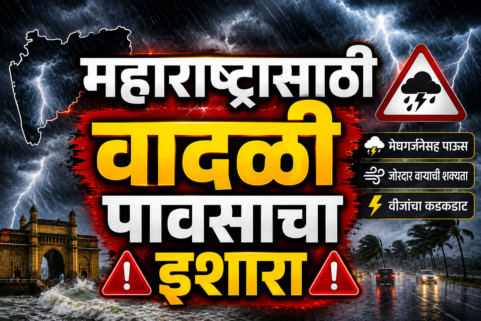 महाराष्ट्रासाठी वादळी पावसाचा इशारा; मेघगर्जनेसह पावसाची शक्यता
