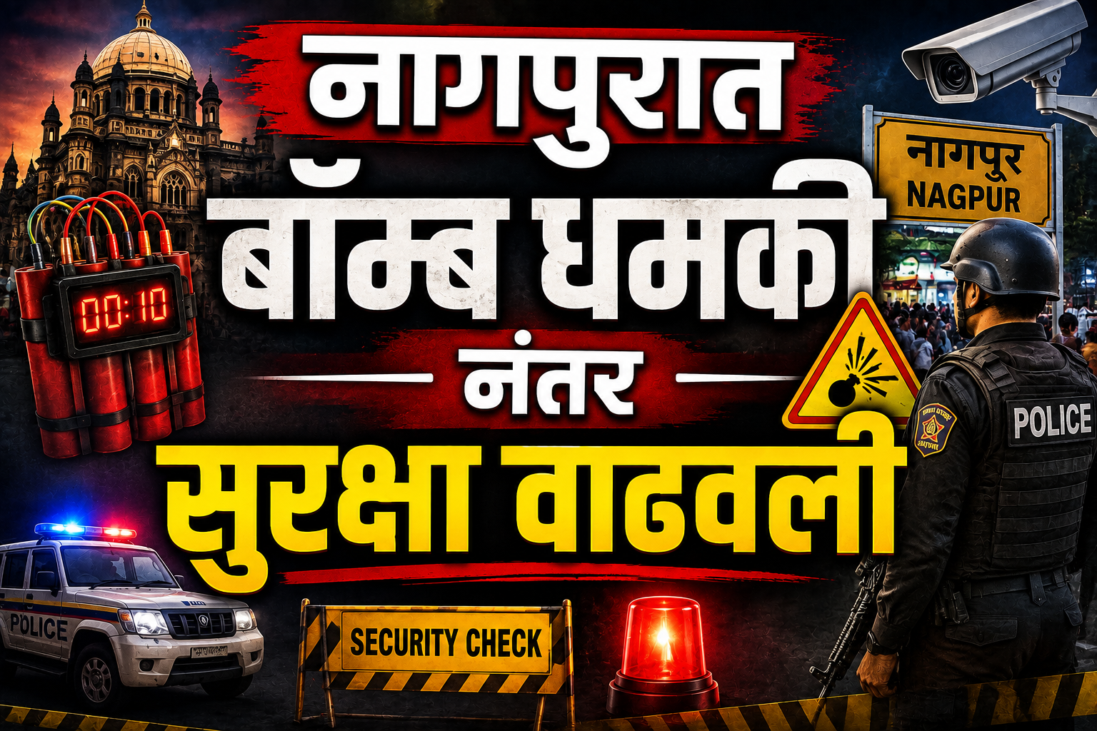 नागपुरमध्ये बॉम्ब धमकीनंतर सुरक्षा वाढवली; २० शाळा आणि सरकारी कार्यालयांमध्ये तपासणी