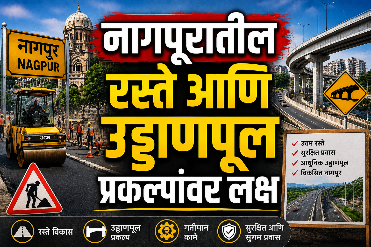 नागपूरमधील रस्ते आणि फ्लायओव्हर प्रकल्पांवर लक्ष; ईस्ट हायकोर्ट रोड आणि कोराडी रोडचे काम चर्चेत