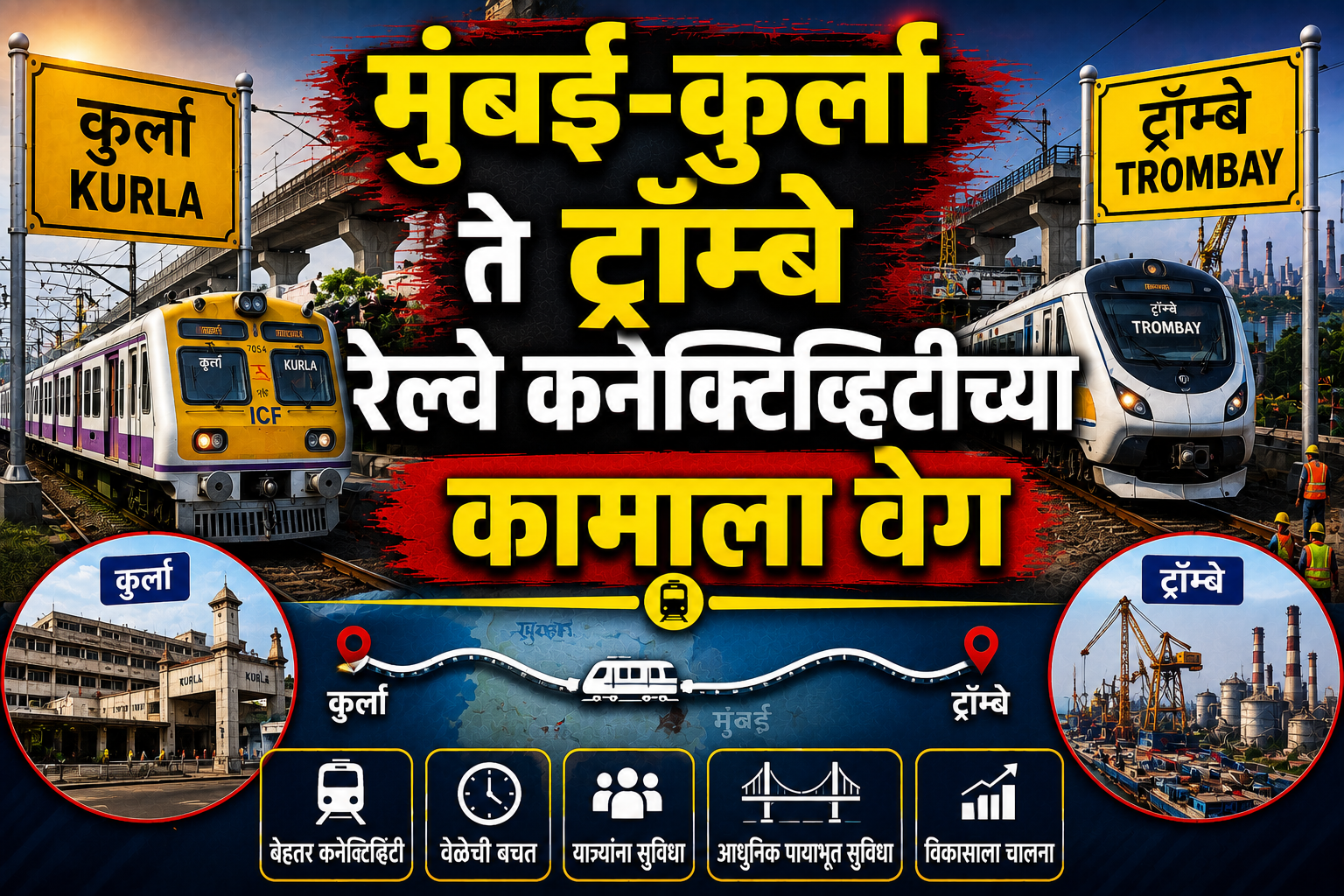 मुंबई-कुर्ला ते ट्रॉम्बे रेल्वे कनेक्टिव्हिटीवर काम; MMRDA प्रकल्पामुळे वाहतूक व्यवस्था मजबूत होण्याची अपेक्षा