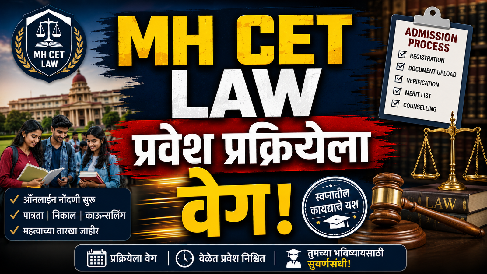 MH CET Law 2026 प्रवेश प्रक्रियेला वेग; तीन वर्षांच्या LLB प्रवेशाकडे विद्यार्थ्यांचे लक्ष