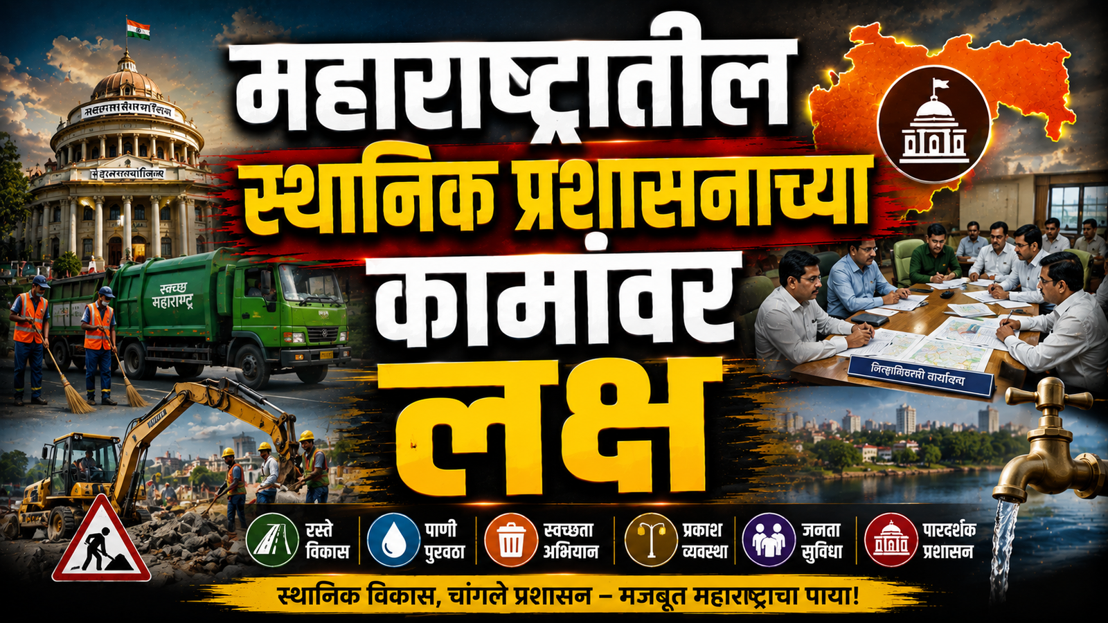 महाराष्ट्रातील स्थानिक प्रशासनाच्या कामांवर लक्ष; रस्ते, स्वच्छता आणि नागरिक सुविधांचे प्रश्न ऐरणीवर