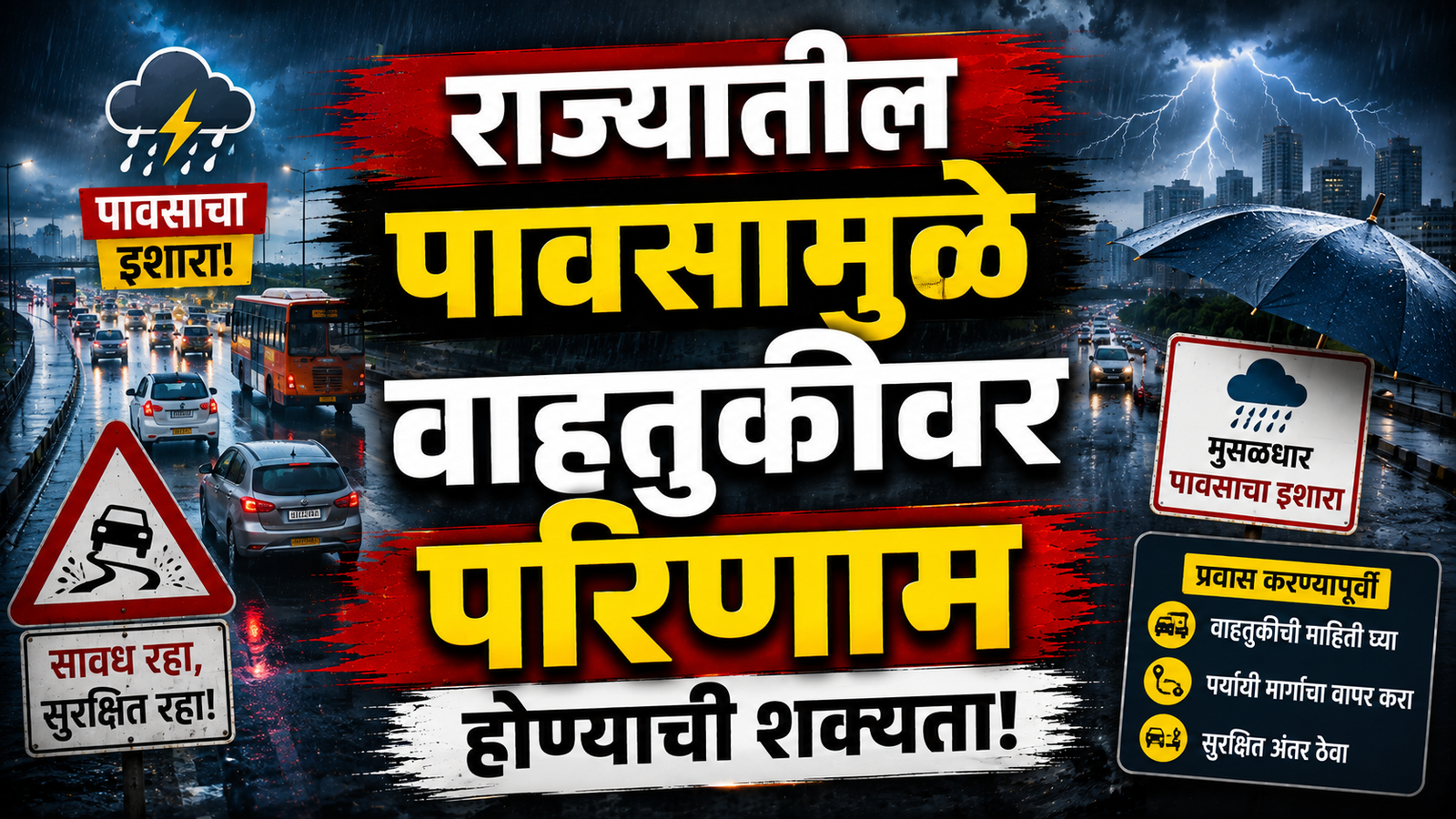 राज्यातील पावसामुळे वाहतुकीवर परिणाम होण्याची शक्यता; नागरिकांना खबरदारीचे आवाहन