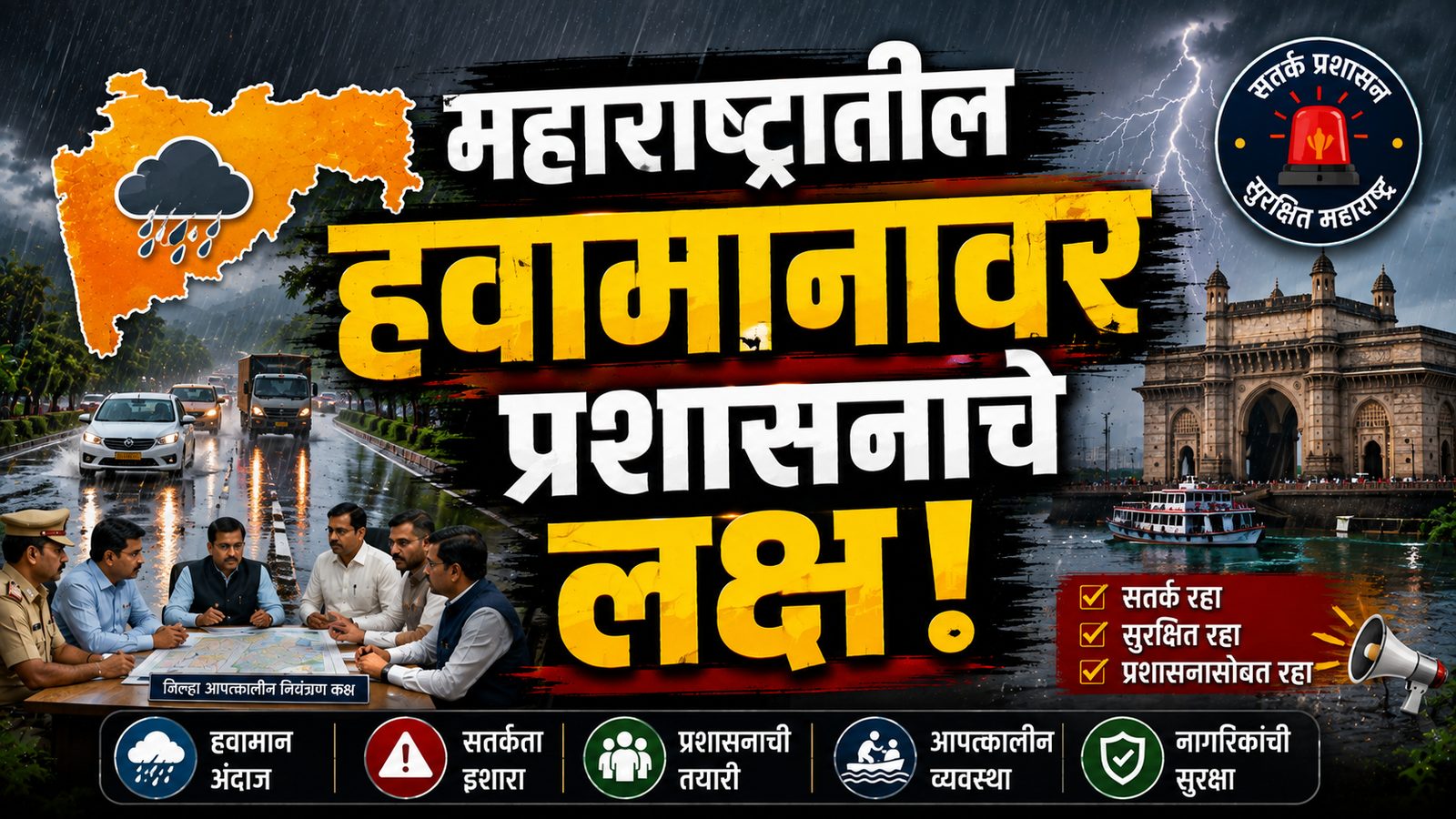 महाराष्ट्रातील हवामानावर प्रशासनाचे लक्ष; पावसाच्या पार्श्वभूमीवर यंत्रणा सज्ज
