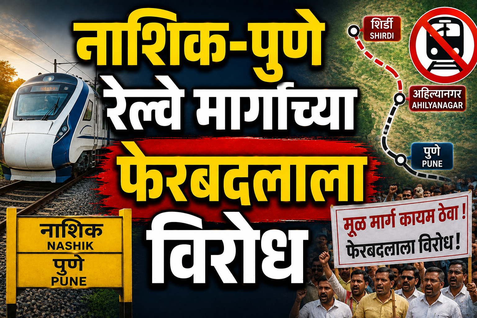 नाशिक-पुणे रेल्वे मार्गाच्या फेरबदलाला विरोध; शिर्डी-अहिल्यानगरमार्गे वळवण्याच्या चर्चेने नाशिकमध्ये नाराजी