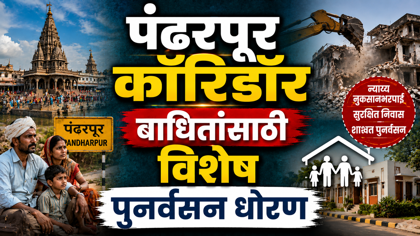 पंढरपूर कॉरिडॉर बाधितांसाठी विशेष पुनर्वसन धोरण; घर गमावणाऱ्यांना घर देण्याच्या मागणीचा विचार
