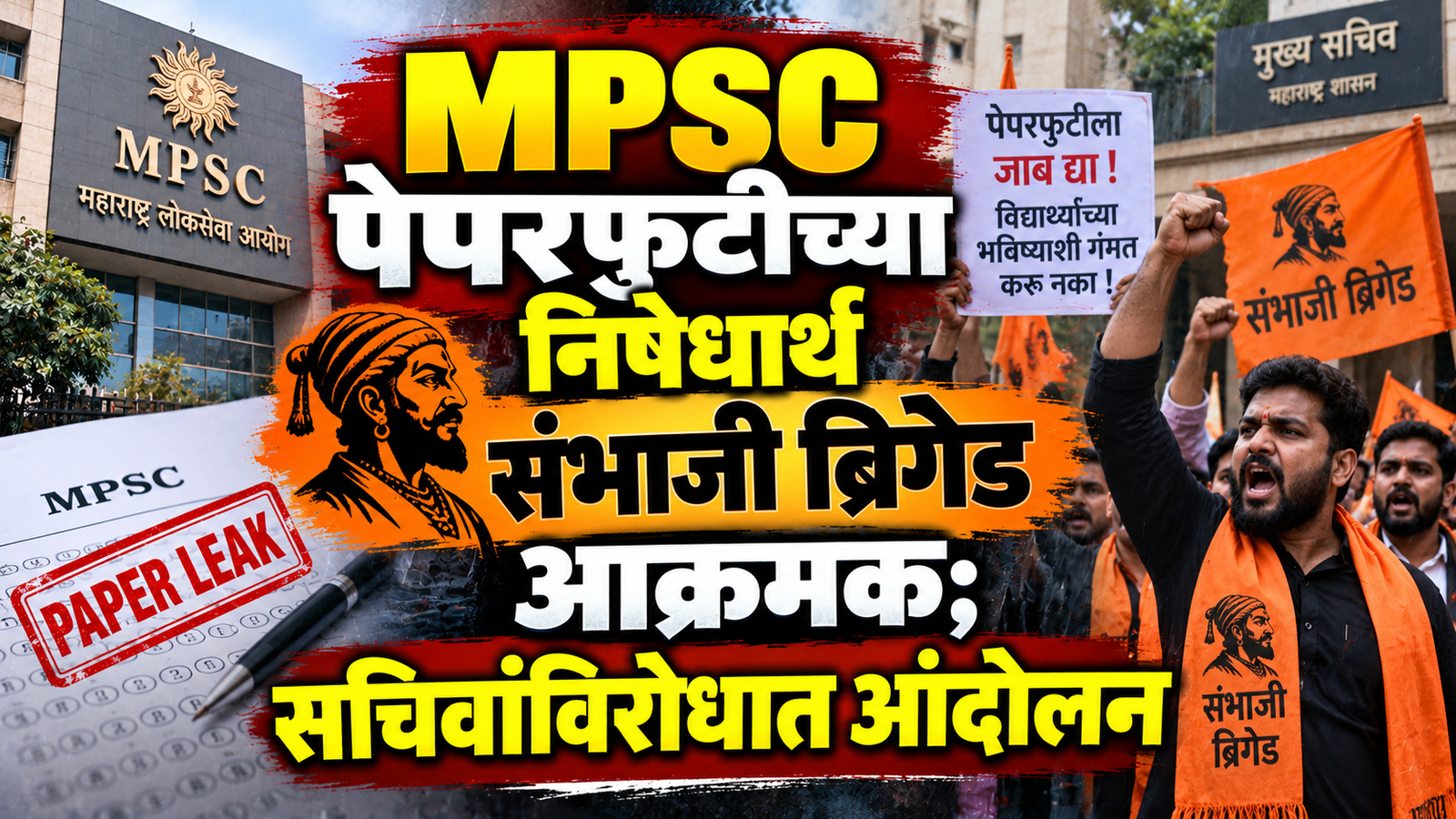 MPSC पेपरफुटीच्या निषेधार्थ संभाजी ब्रिगेड आक्रमक; सचिवांविरोधात आंदोलन