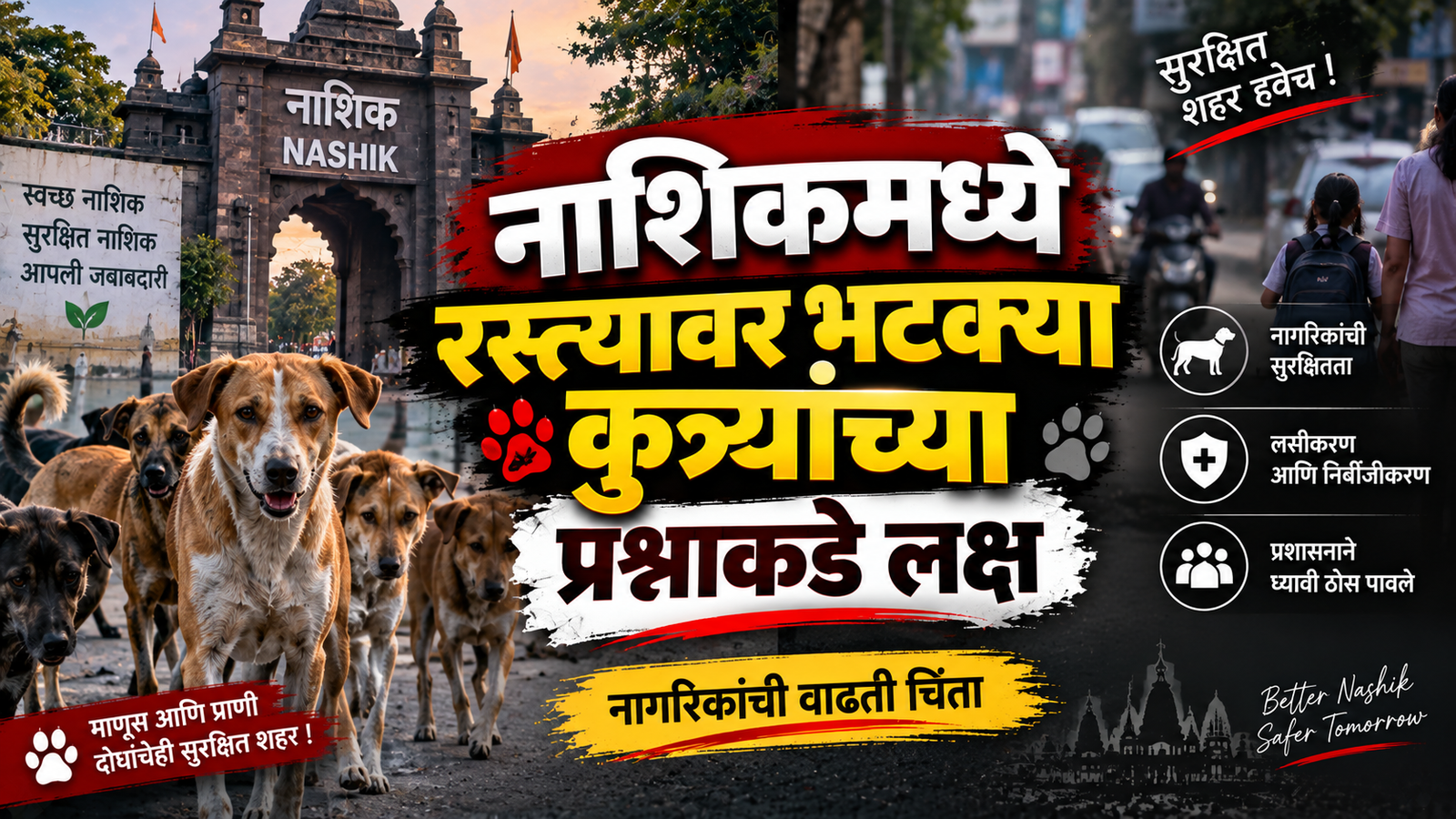 नाशिकमध्ये रस्त्यावर भटक्या कुत्र्यांचा प्रश्न ऐरणीवर; नागरिकांकडून उपाययोजनांची मागणी