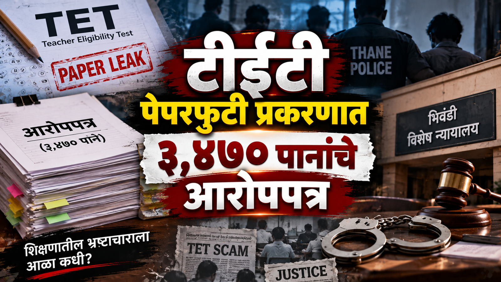 टीईटी पेपरफुटी प्रकरणात ३,४७० पानांचे आरोपपत्र; १८ आरोपींचा समावेश