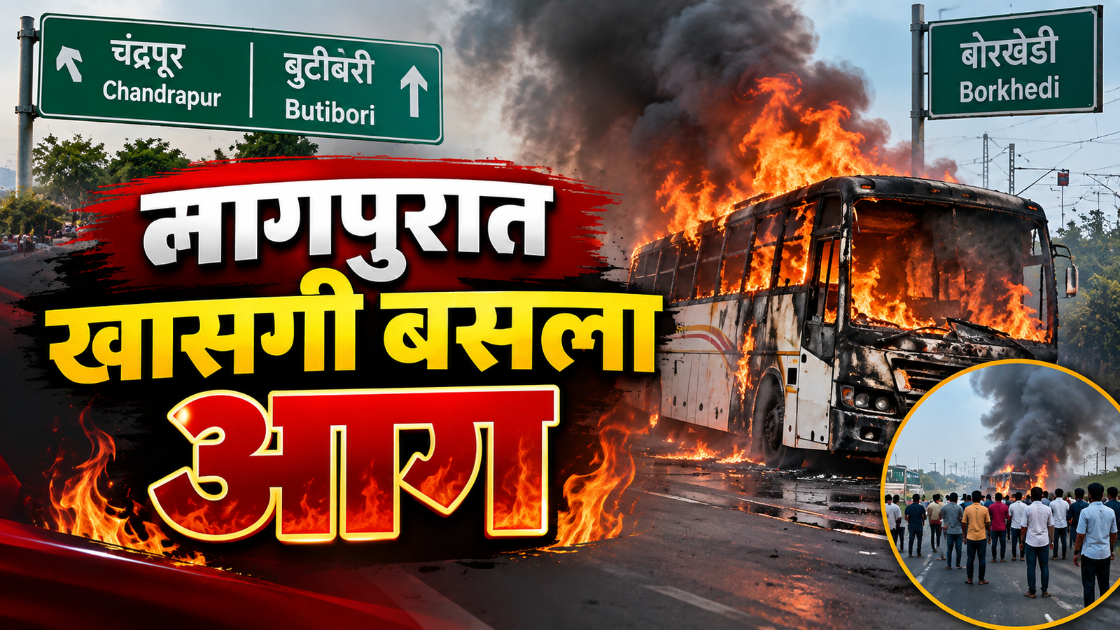 नागपुरात खासगी बसला आग; ३५ प्रवासी सुखरूप बचावले