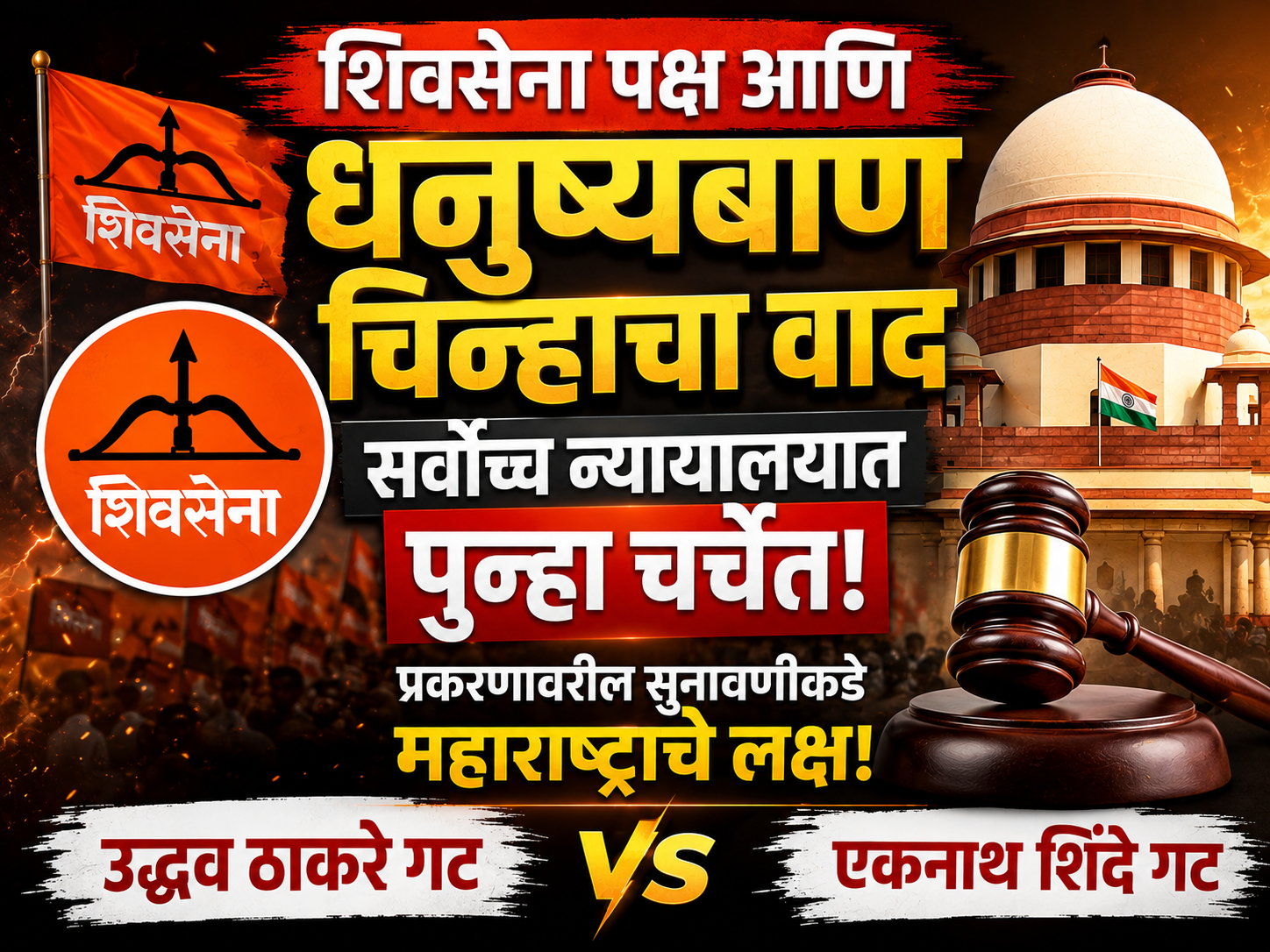 शिवसेना पक्ष आणि धनुष्यबाण चिन्हाचा वाद सर्वोच्च न्यायालयात; महाराष्ट्राचे सुनावणीकडे लक्ष