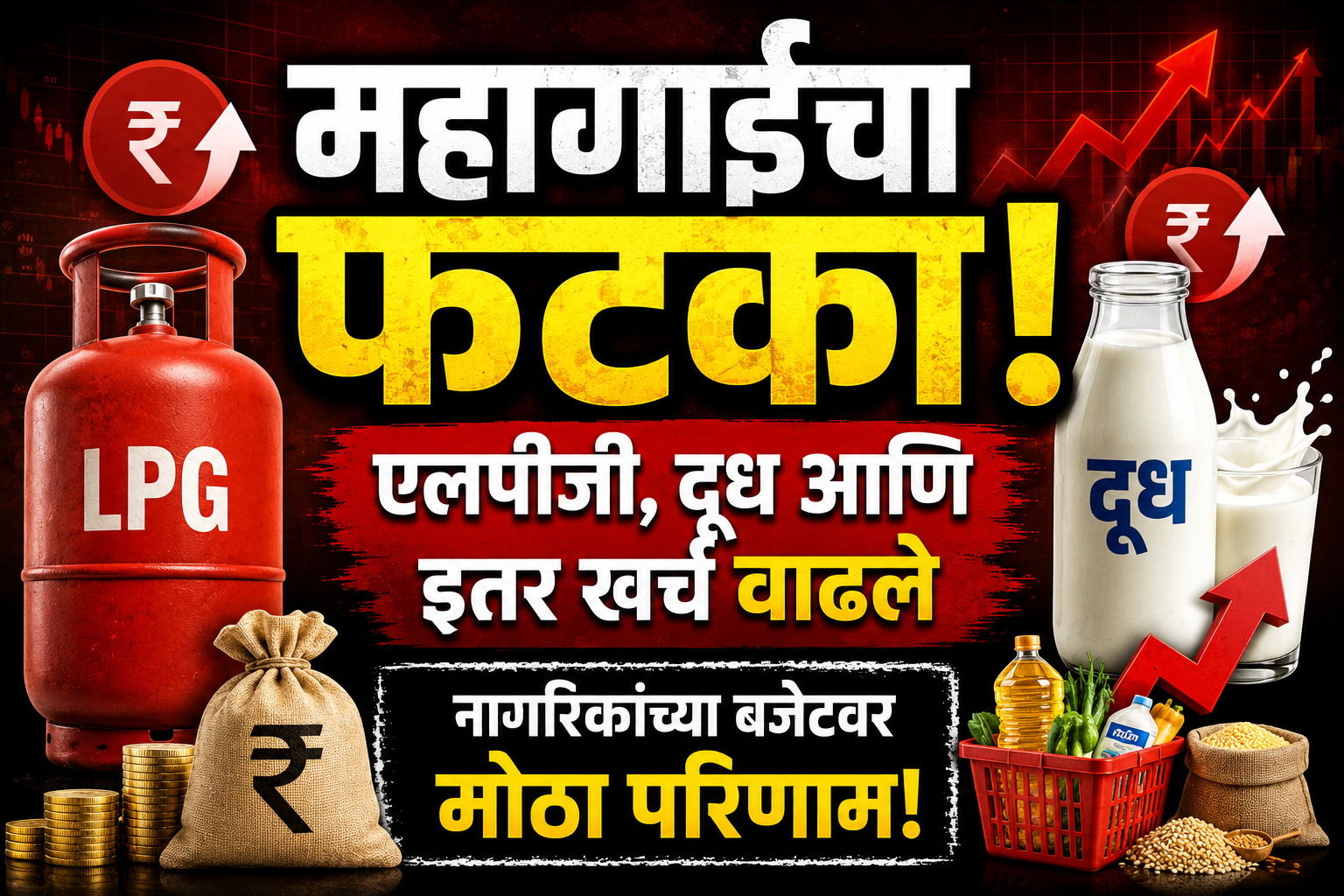 महागाईचा फटका; एलपीजी, दूध आणि वाढत्या खर्चामुळे नागरिकांचे बजेट कोलमडण्याची चिंता