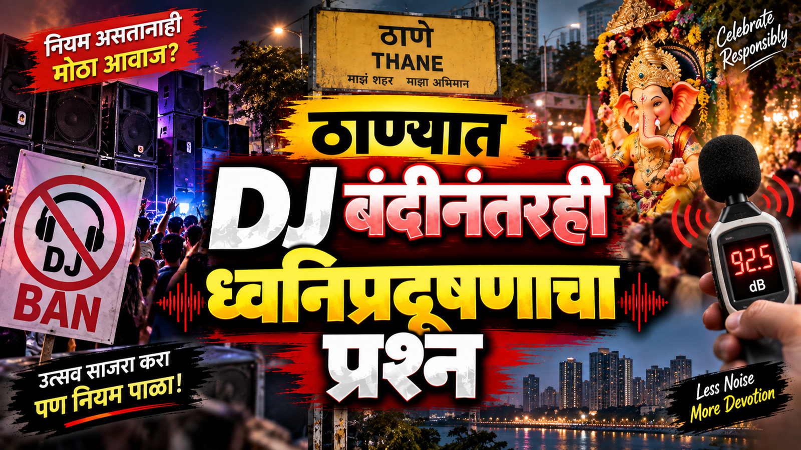ठाण्यात DJ बंदीनंतरही ध्वनिप्रदूषणाचा प्रश्न; नियमांचे उल्लंघन होत असल्याची नोंद