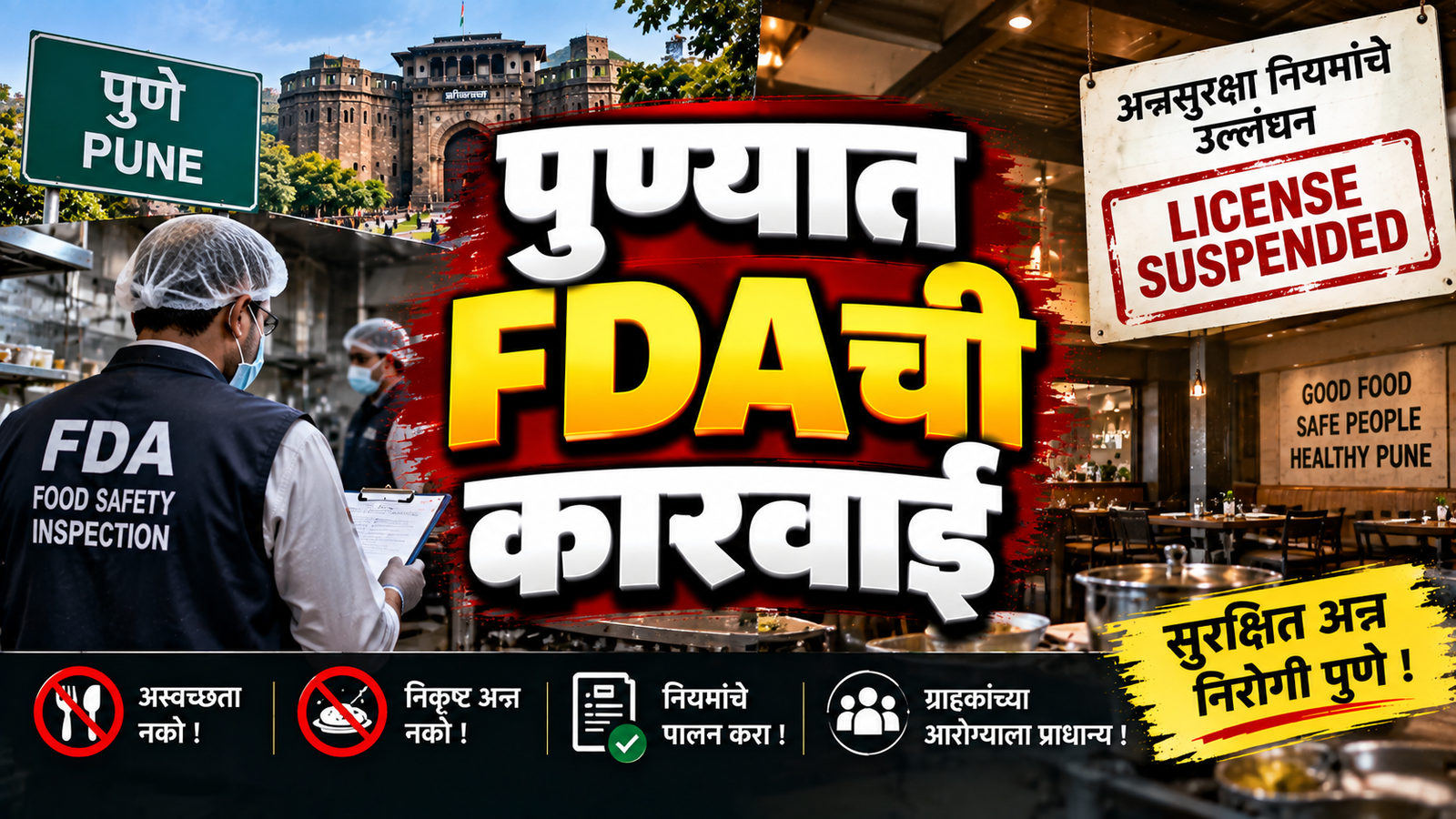 पुण्यात FDAची कारवाई; खाद्य व्यवसायाचा परवाना निलंबित