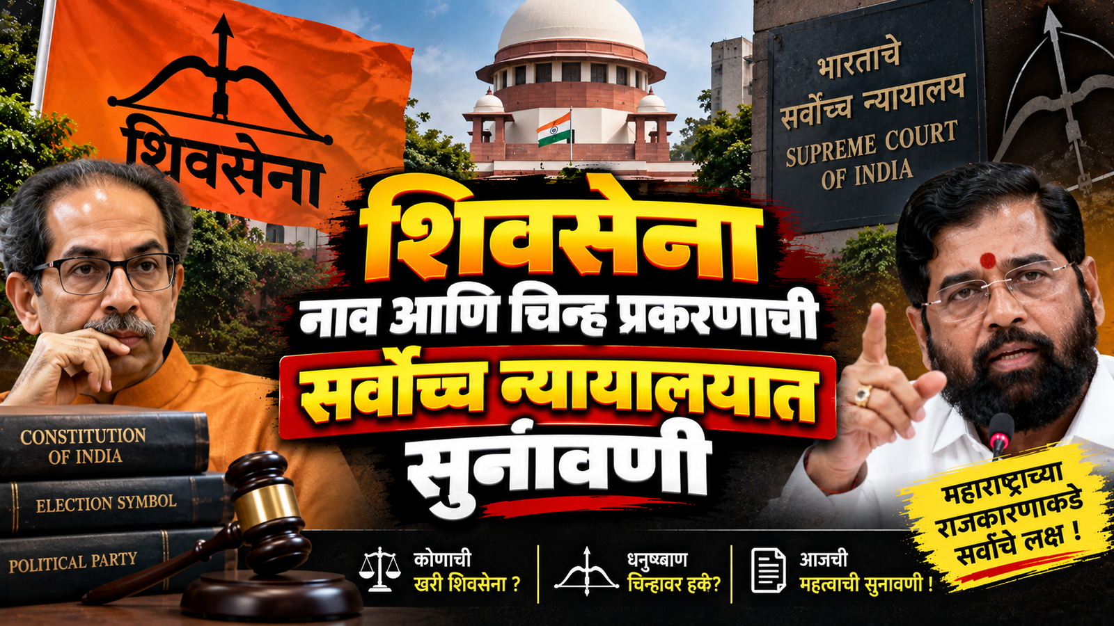 शिवसेना नाव आणि चिन्ह प्रकरणाची सर्वोच्च न्यायालयात सुनावणी; आज पुन्हा युक्तिवाद