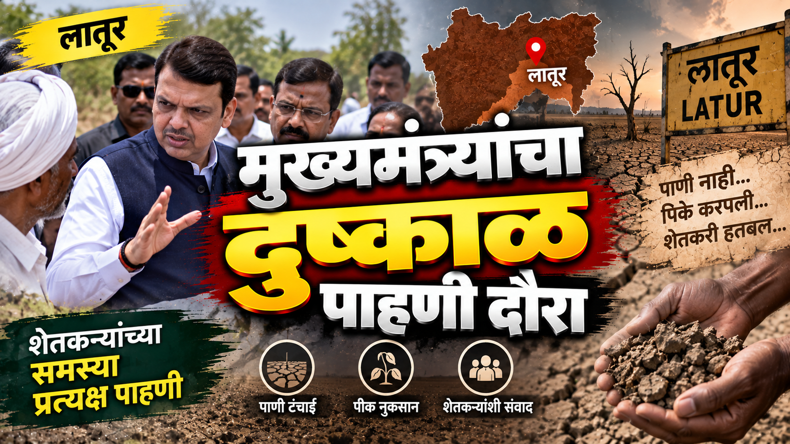 लातूर : मुख्यमंत्र्यांचा दुष्काळ पाहणी दौरा