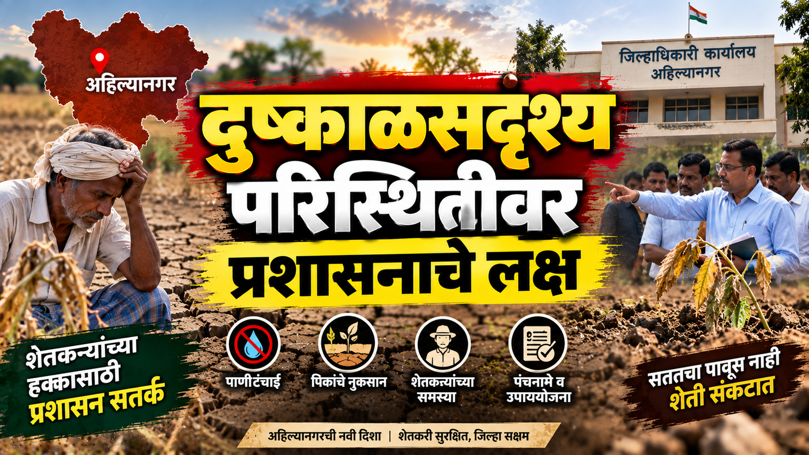अहिल्यानगर — दुष्काळसदृश्य परिस्थितीवर प्रशासनाचे लक्ष