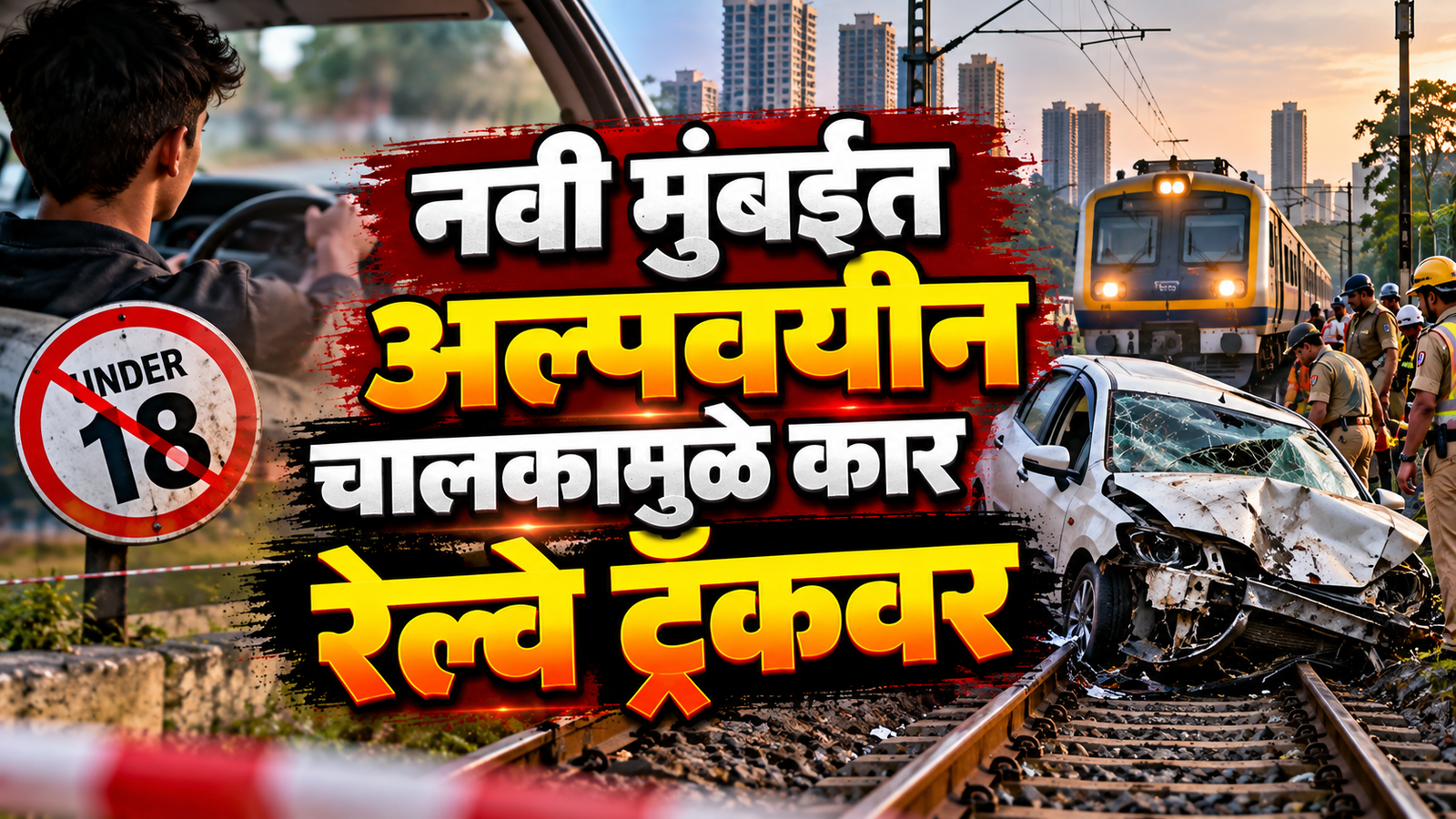 नवी मुंबईत अल्पवयीन चालकामुळे कार रेल्वे ट्रॅकवर; बेलापूर-उरण मार्गावर वाहतुकीवर परिणाम