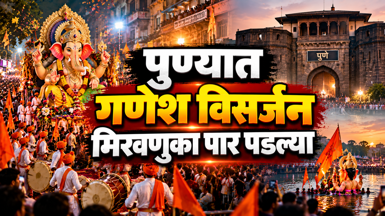 पुण्यात गणेश विसर्जन मिरवणुका उत्साहात पार; मानाच्या गणपतींच्या दर्शनासाठी मोठी गर्दी