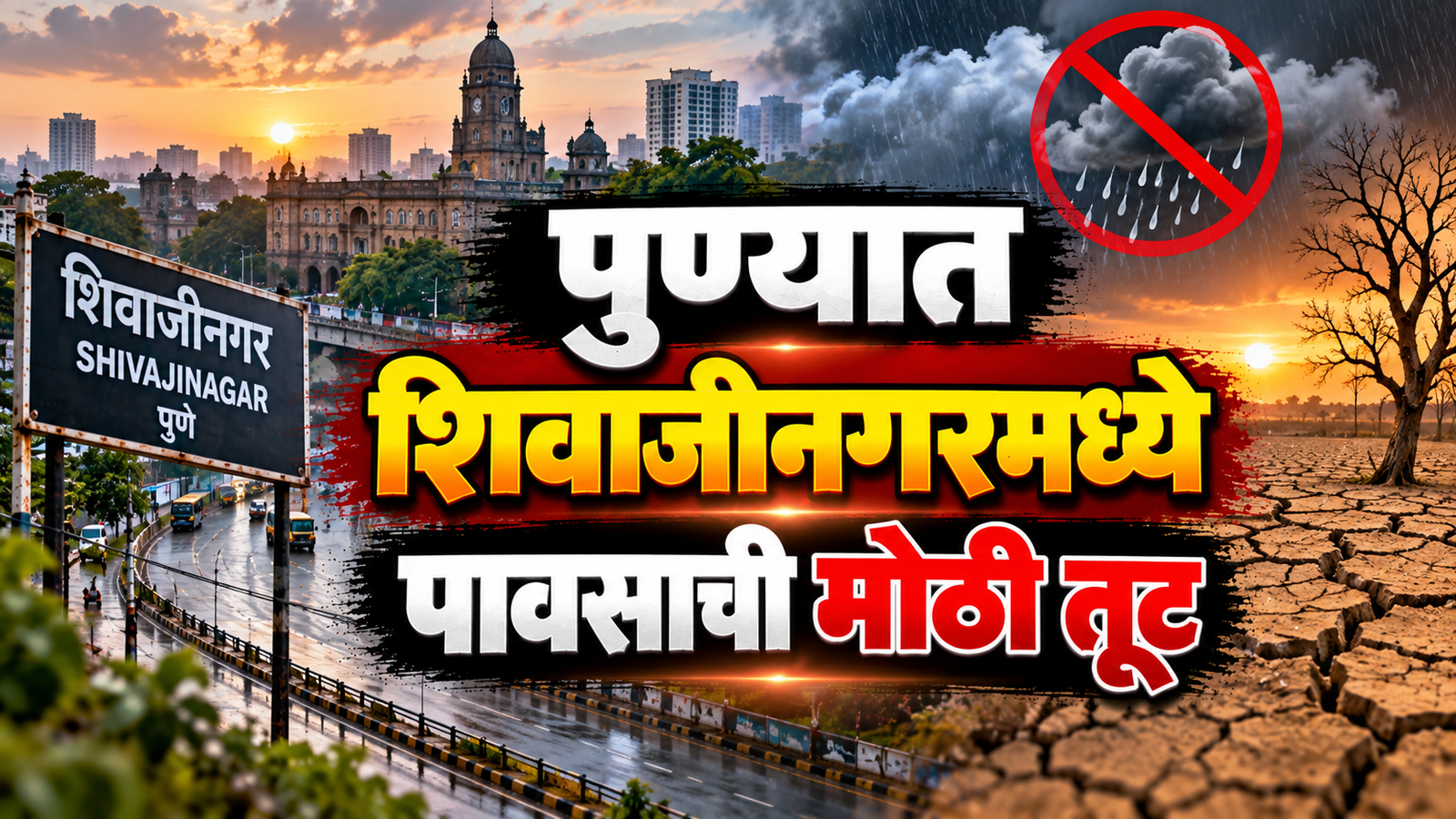पुण्यात शिवाजीनगरमध्ये पावसाची मोठी तूट; 54 दिवसांपासून दुहेरी आकड्यात पाऊस नाही