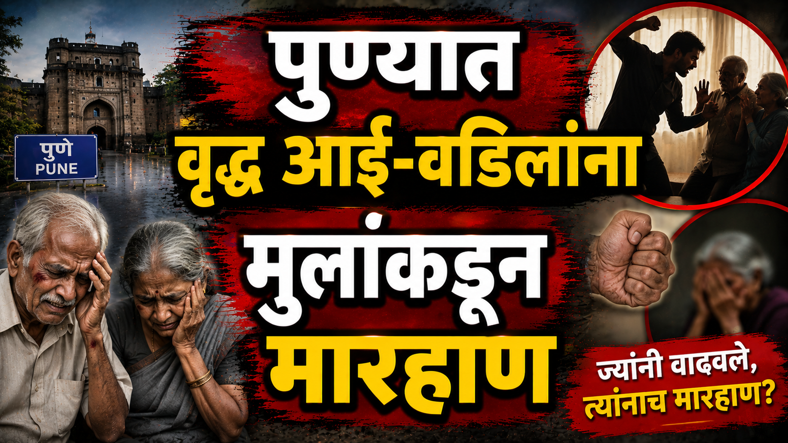 पुण्यात वृद्ध आई-वडिलांना मुलांकडून मारहाण; जमिनीच्या वादातून भररस्त्यात हल्ला